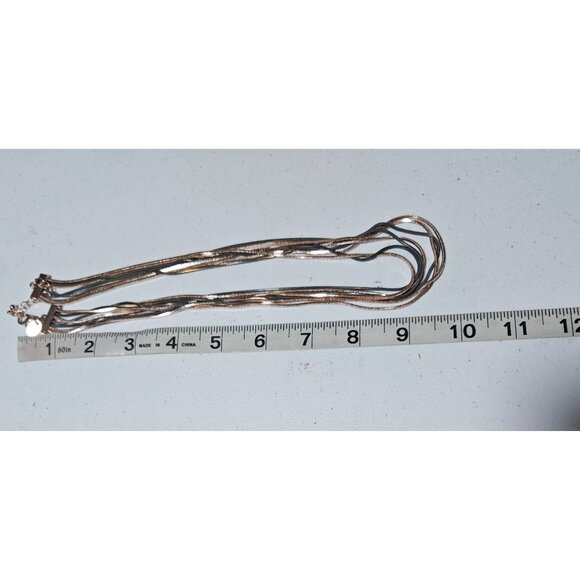 Elegant Multi-Strand Rose Gold Black Snake Chain Statement Necklace Holiday - Picture 4 of 5